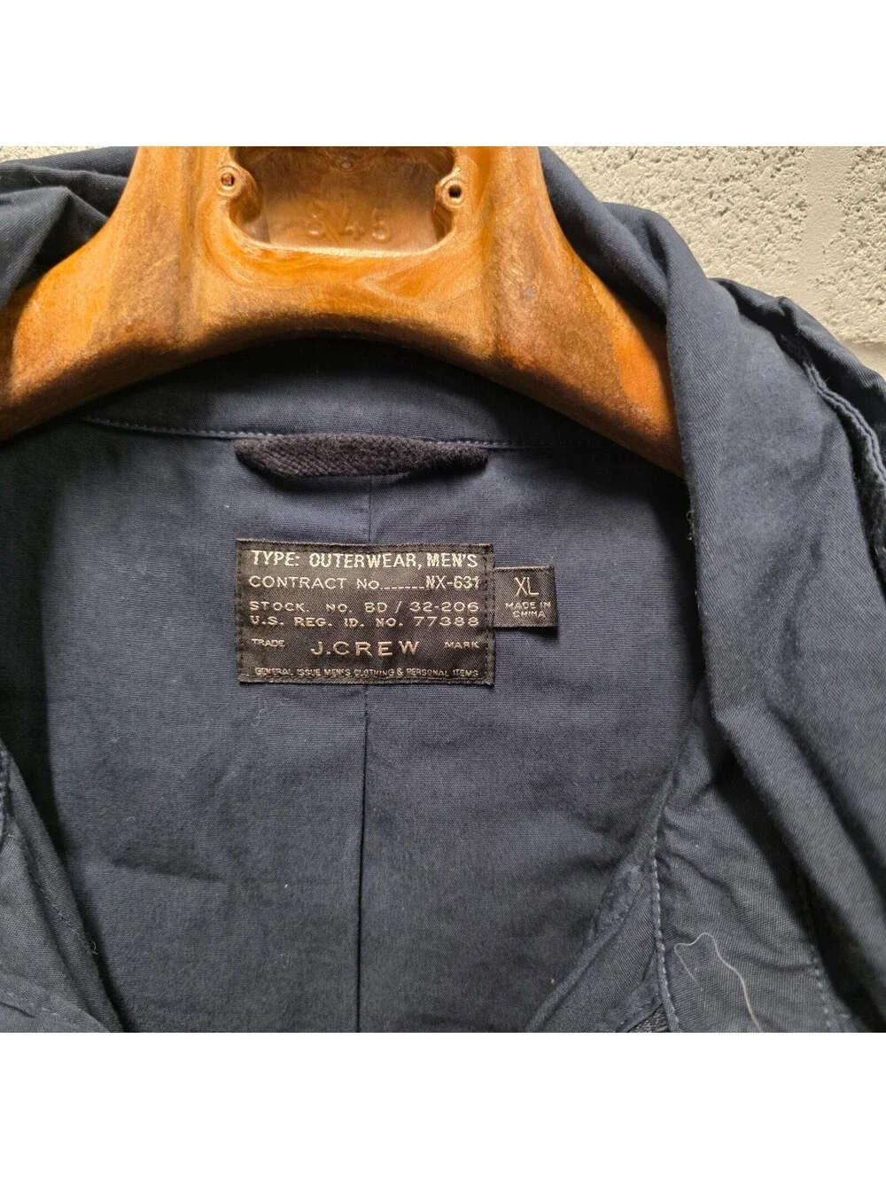 J Crew Field Mechanic Jacket Mens XL Navy Blue Military Packable Hood 25x33